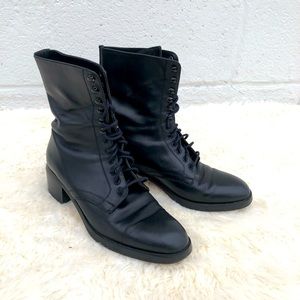 Charles David Vintage Black Leather Lace Up Ankle Boots size 8
